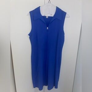 Talbots Blue Sleeveless Sheath Dress with Notched Collar